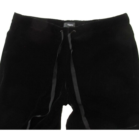 NWT Theory Winszlee in Black Fixture Matte Velvet Drawstring Relaxed Pants P XS - Picture 7 of 15